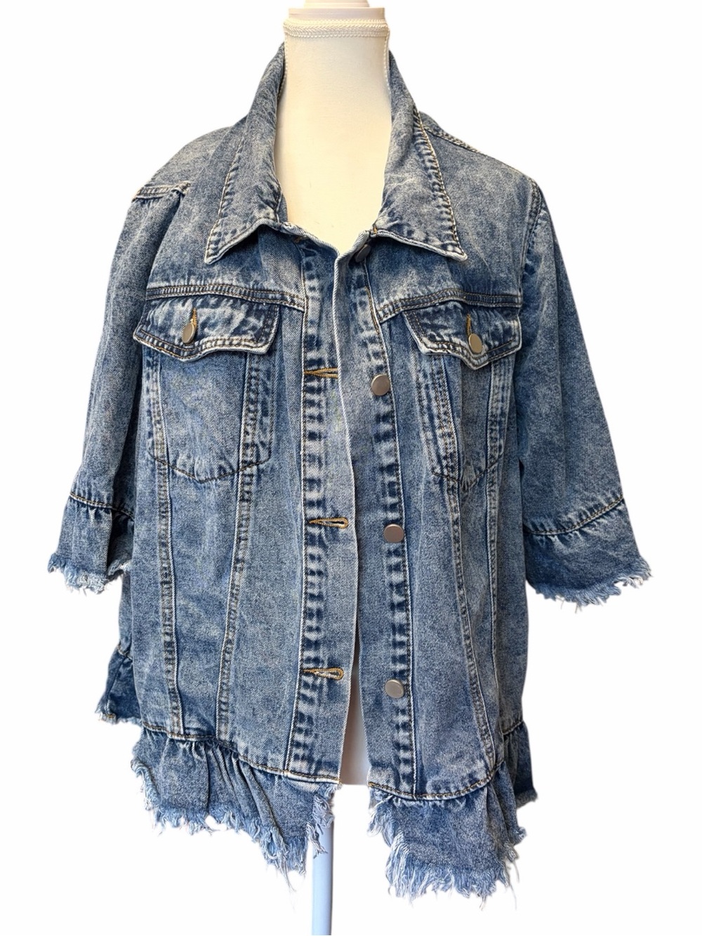 NWOT • Blue Distressed Denim Jacket